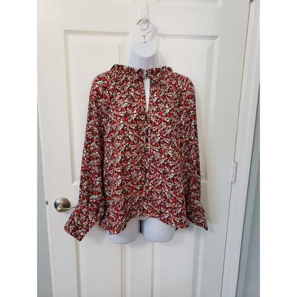 Sanctuary Floral Print Ruffle neck blouse Stitch Fix Size 1XL Cottagecore Office - Picture 4 of 8